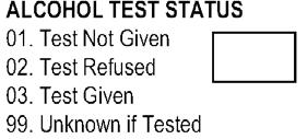 Alcohol Test Status (P19) Drug and Alcohol Information Definition: Indication of the presence of alcohol by test and type.