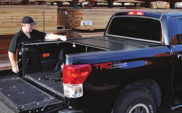 When fully retracted, the system neatly stows into a space saving canister in the truck bed, and can pull out quickly and easily with