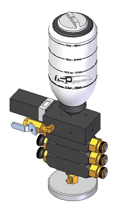 Here s How It Works! The MeterMizer consists of miniature Lubricant Ejectors, Oscillating Timer, Reservoir, On/Off Valve, Manifold and remote Nozzles with Coaxial Tubing.