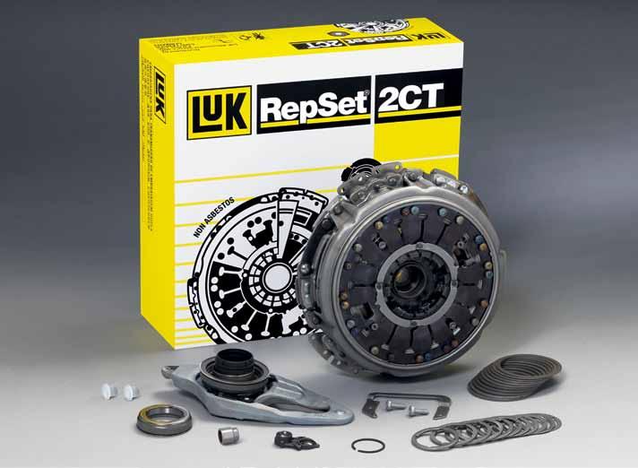 4 LuK RepSet 2CT - description and contents The LuK RepSet 2CT (Twin Clutch Technology) contains all components required for the replacement of the double-clutch system.