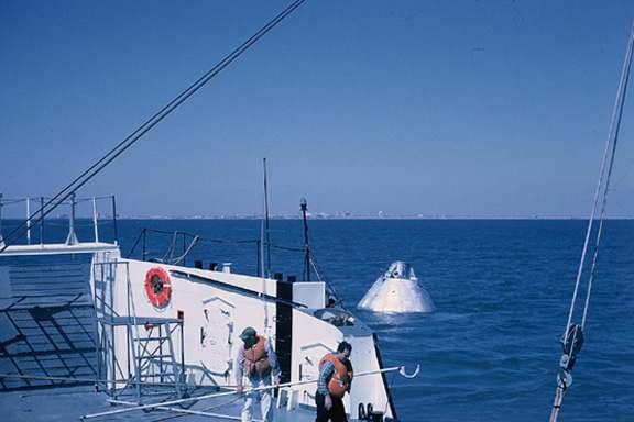Photo #4: Block I BP-1101 Apollo boilerplate deployed for early Apollo flotation collar