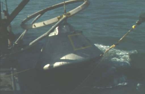 Photo #10: Block II BP-1101A being deployed during unmanned Apollo Block II uprighting
