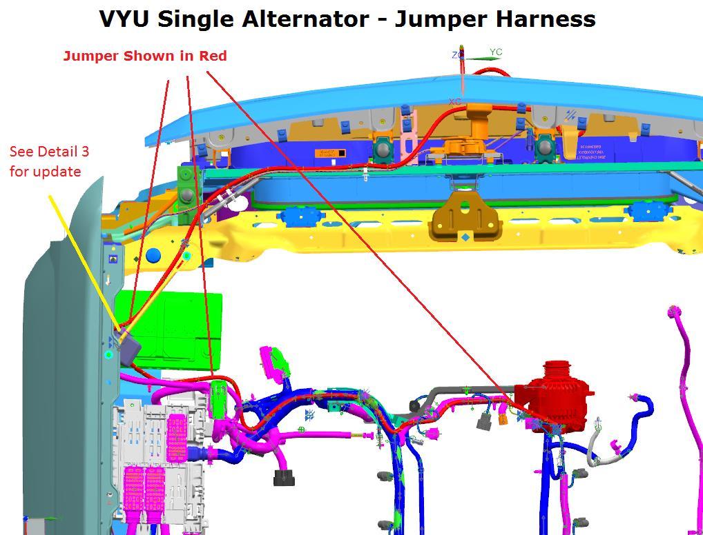 Fig: 3a Jumper Harness Layout single alternator [see detail 3 for