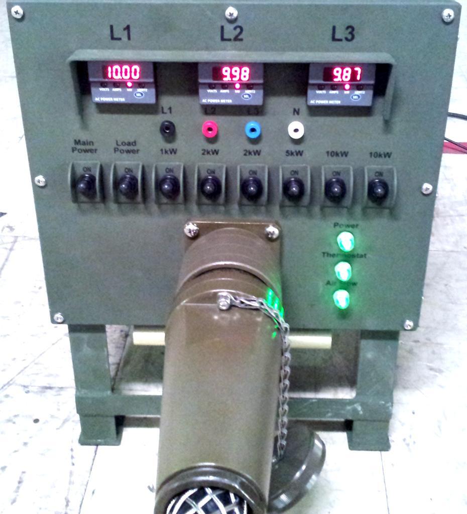1.5 Ruggedized Tactical Load Bank Operator Controls & Indicators The following figure identifies the load bank operator controls, meters, indicators, external connections, and air flow direction.