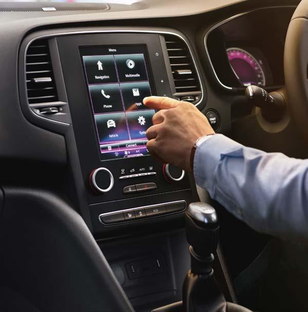 Intuitive technology Central to the Mégane technology is an 8.7" portrait touchscreen * - one of the largest in its class. It s a capacitive touchscreen, which means it s easy to use.