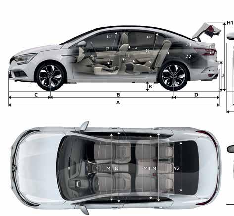 Dimension diagrams Volume (dm 3 ) Total luggage compartment VDA volume (dm 3 ) 503 Total luggage compartment VDA volume from folded rear seats to roof (dm 3 ) 987