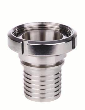 FOOD COUPLINGS DIN 11851 B.3. FEMALE COUPLING WITH SMOOTH HOSE SHANK AND NUT ND Inch For hose Thread nut Weight/pc Reference mm DIN 405/1 Kg 15 1/2" 13 RD 34 x 1/8" 0.