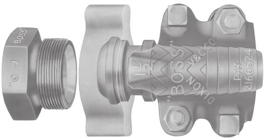 Recommended for steam service up to 40 asy to seal Works with existing ground joint fittings Plated steel and/or malleable iron Use with oss clamps found on pages 63 and 64.
