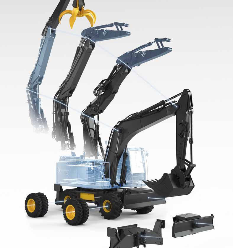 Flexible configurations Depending on your market and application, make the EW160E wheeled excavator perfect for your jobsite