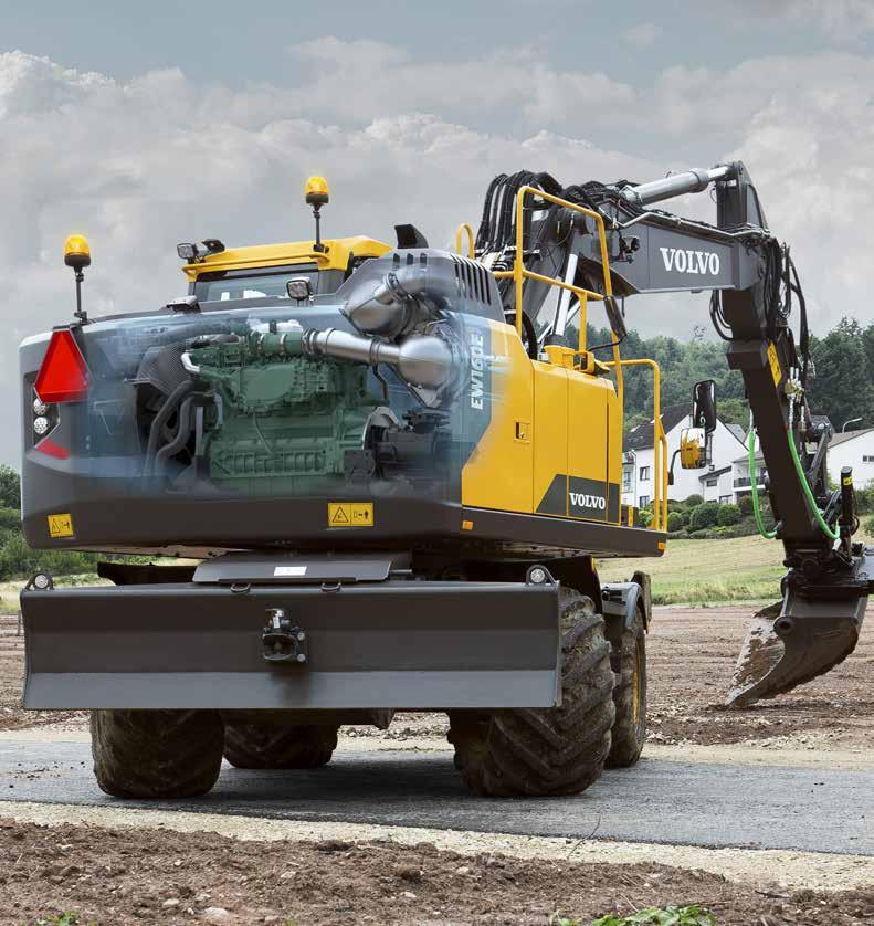 Engine Volvo s wheeled excavators with Stage IV engines are powerful and efficient, designed to reduce