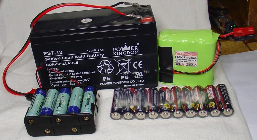 Figure 2: Batteries evaluated The lead-acid and LiPo batteries were tested at 500ma (10-watts transmit power) as these batteries easily source the required 2.2-amps required.
