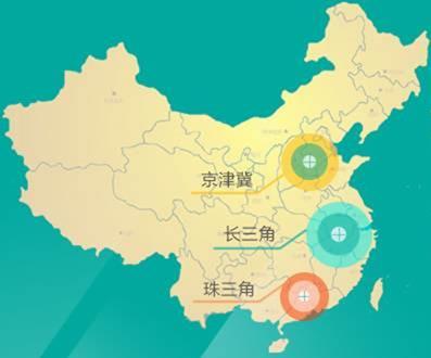 Urban Agglomerations Three major urban agglomerations in China's south, east and north has emerged in socioeconomic development.
