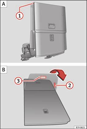 163 Third row of seats: fold down the rear seat to load A then return to position B Each rear seat can fold down individually to extend the luggage compartment.
