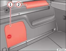 Other storage compartments Fig. 187 In the luggage compartment: Side storage compartment Fig. 188 Other compartments in the boot floor.
