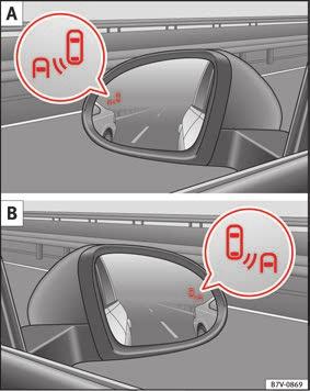Driver assistance systems If there are no indications from the control lamp in the external rear view mirror, this means that the blind spot detector has not detected any other vehicles in the area