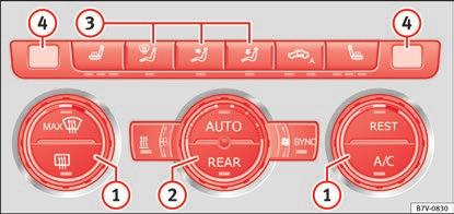 1 Temperature Electronic manual air conditioning: rotate the control to adjust the temperature accordingly. In the MAX position, the cooling output will be set to maximum.
