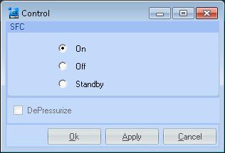 Configuring the System 4 Control 2 To change the status of the SFC device, or to depressurize the system, go to