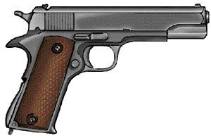 Infantry Weapons US US Pistols Weapon: Colt M1911A1 Pistol.45 ACP Damage: 4D+2 Range: 25 / 50 / 75 Ammo: 7 box ROF: 3 This weapon was the mainstay for the US military since its introduction in 1942.