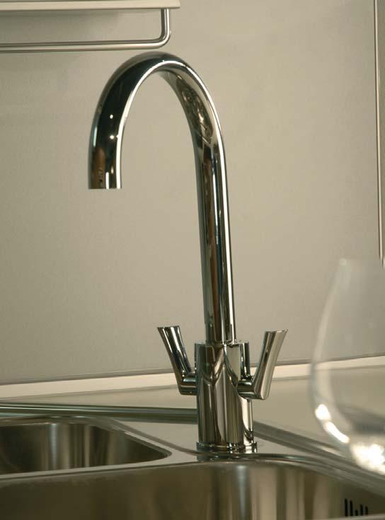 Orbit Orbit oval monobloc with swan swivel spout and twin levers. Ref. AT1177 Chrome 335 Ref. AT1178 Brushed Nickel 355 Min. 0.