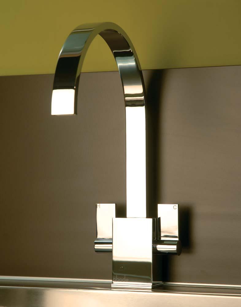 Atik Atik cubist monobloc with swan swivel spout and twin levers. Ref. AT1148 Chrome 262 Ref.