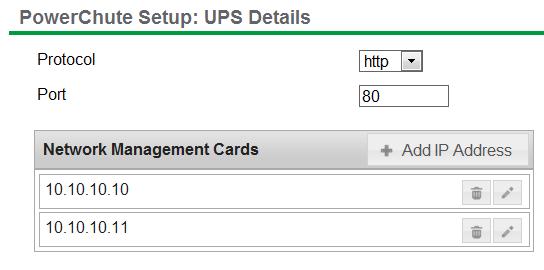 UPS Configuration Network Management Card Connection The Network Management Card uses the HTTP protocol by default. This can be changed to HTTPS through the NMC user interface.