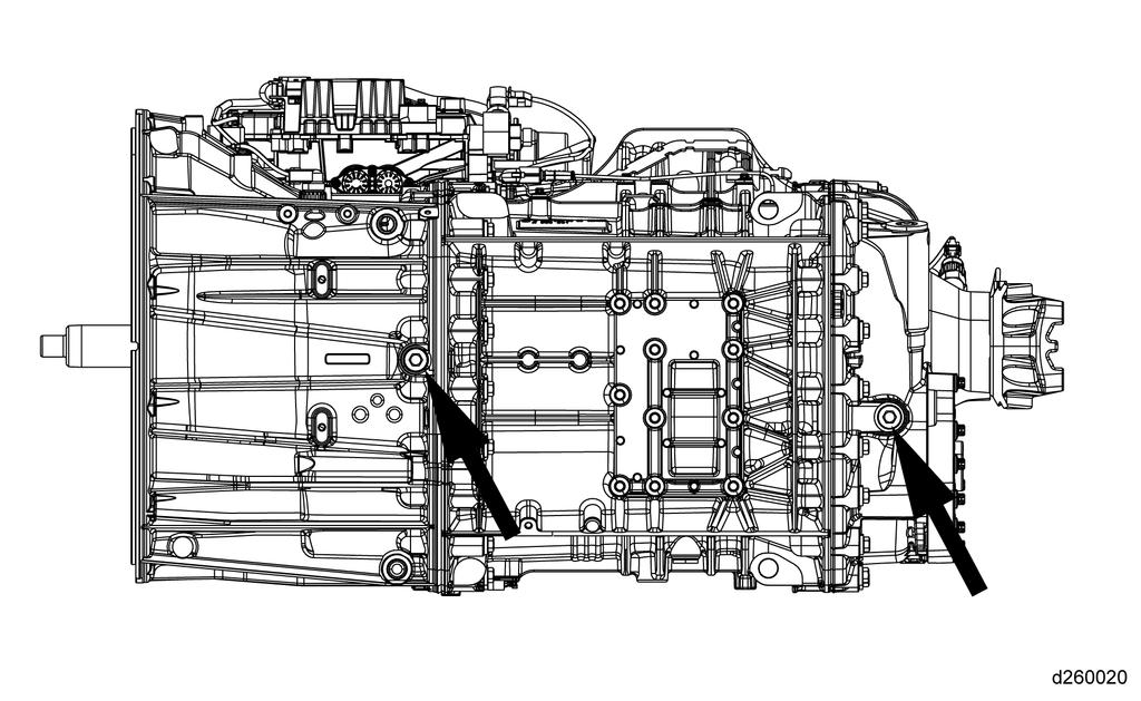 Figure 1. Transmission Oil Drain Plugs. 4. Remove the transmission.