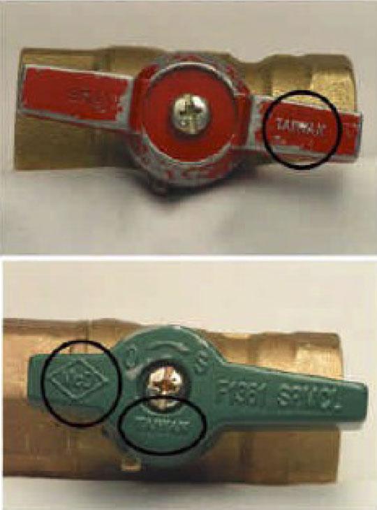 Valves #2 Taiwan Suspect Valve Taiwan is country of origin, but there is no manufacturer mark McD Logo