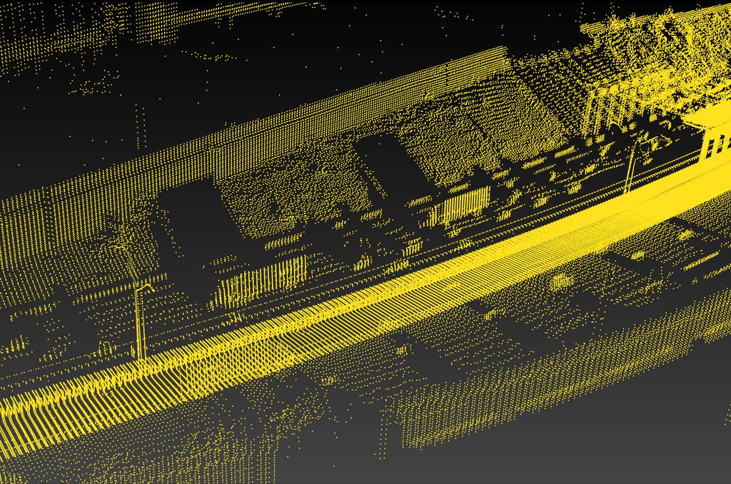 Figure 12, This figure shows a composite 3D point cloud of the driver's side LIDAR from one eastbound and one westbound run where I-70 and I-71 overlap on the southern "inner-belt" in Columbus, OH.