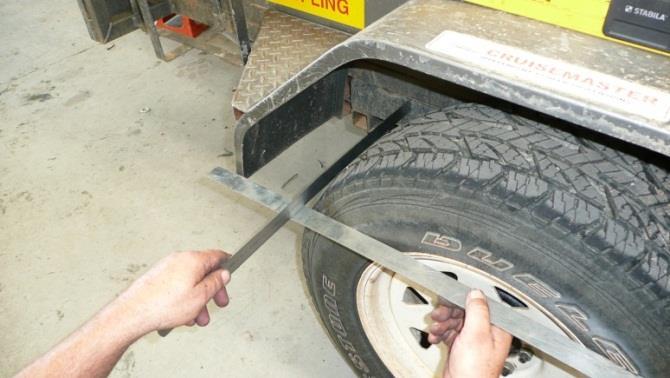 It is also possible to measure alignment directly from the brake drum/disc face to the chassis rail.