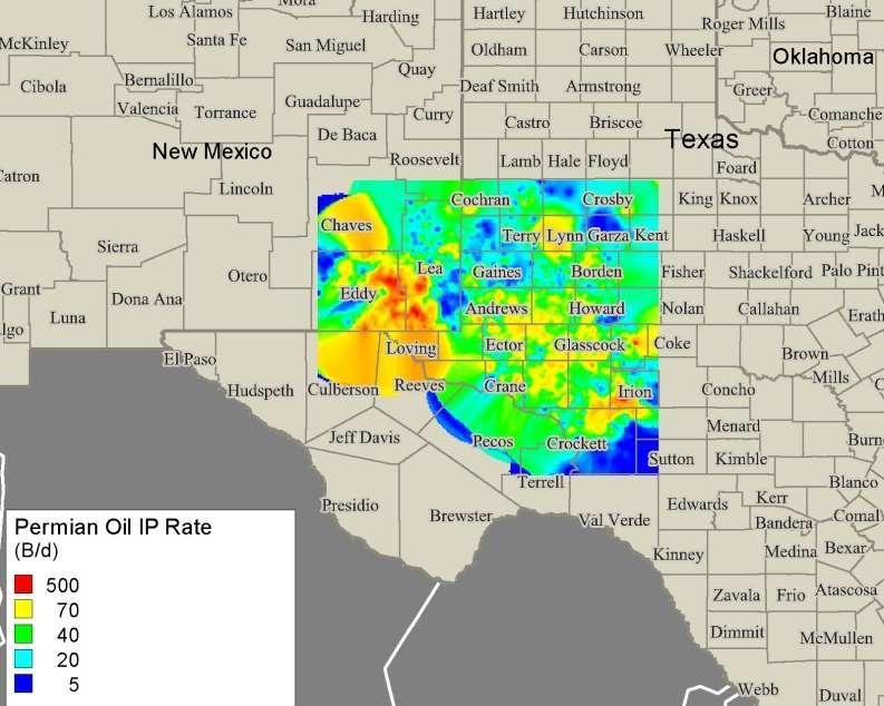 Permian producers continue to realize horizontal drilling efficiencies # of horizontal rigs Average IP rate (b/d) Permian Horizontal Rig Count and Average IP
