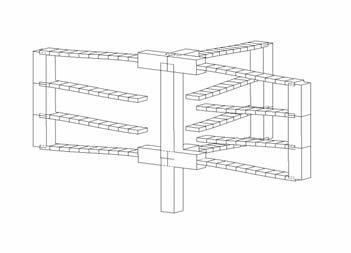 Top Isometric Front Right Figure 4.9 Three dimensional version of folded beam mechanism ing and rotating joints to prevent undesired bending or twisting of the beams.