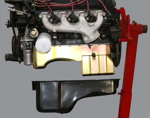 289-302 Small Block Ford Motors Milodon rear sump pan holds 7 quarts plus the