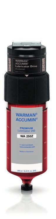 Our Warman Accumin lubricators are available in premium or standard grease types. They are also suitable for other fixed plant equipment, ensuring maximum flexibility.