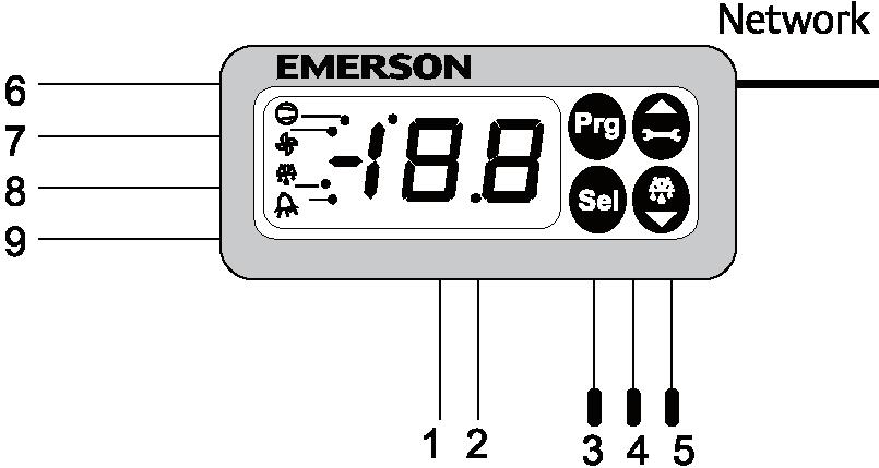 Input 7 = Compressor 3 = Air in temperature 8 = Fan 4 = Air out temperature 9 = Defrost heater 5 = Defrost temperature 10 = Digital output Inputs Outputs 1 = Digital