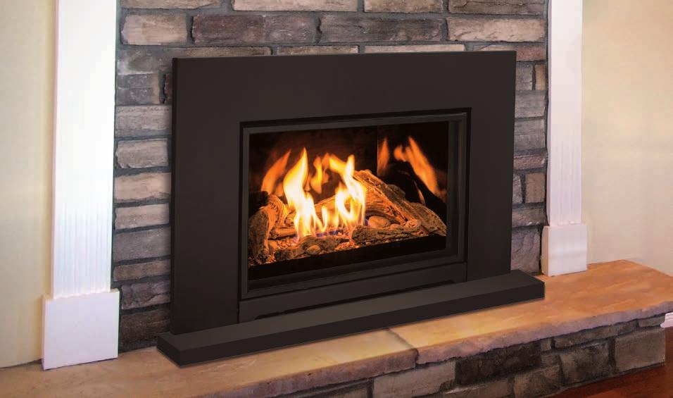 Fireplace Insert Modern Surround Panel, Black Enameled Liner, Driftwood,
