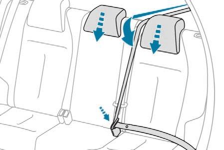 3 Raising the seat backrest F Position the outer seat belts on the backrest and buckle them.