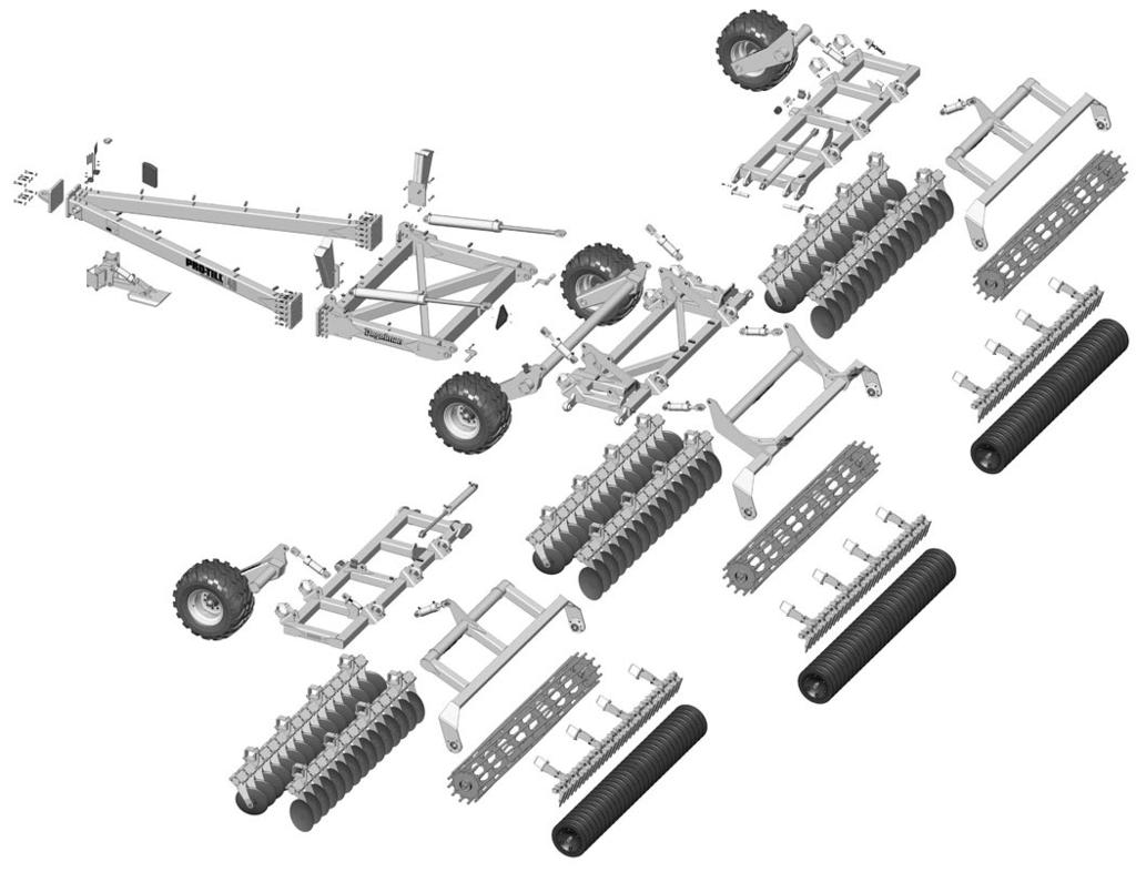 Pro-Till Overview Exploded Overview of a 40 Pro-Till RH Wheel Strut Wing Roller Frame Front Hitch RH Wing Frame Hyd Jack Assembly Hitch Pole Legs Center Frame RH Wing Disc Gangs - or - Cage Roller