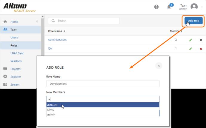 Add the name of the new Role in the Add Role dialog, and include any Users you would like as Members of that Role.
