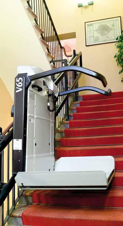 V65 Platform stairlifts the curved inclined platform lift The V65 is able to tackle constant or variable gradients, adapting to the incline variation of a landing or flight of stairs.