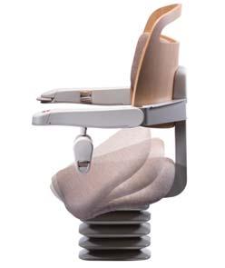 Saddle style seat An assisted seat feature offers easy entry and exit from the chair.