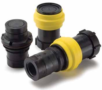 Thermoplastic Couplings PF Series Non-Spill Chemical Transfer The Parker PF Series Dry Disconnect couplings virtually eliminate fluid loss upon disconnection and are designed help meet the demand for