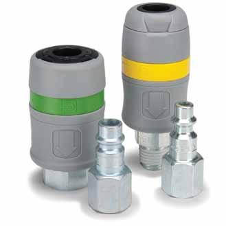 Pneumatic Quick Couplings Special Purpose Tool-Mate Series Couplers (Standard) RF and Industrial Interchange Styles Non-marring, push-to-connect sleeve A Pneumatics Tool-Mate Series are light weight
