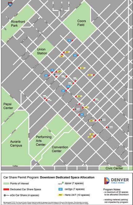 28 of the 30 dedicated spaces to four operators: ego Car Share, Zipcar, Hertz 24/7, and car2go.
