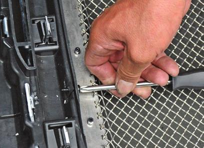 pinch the T-Rex Grille mounting tabs with clamps or vice grips to secure the grille