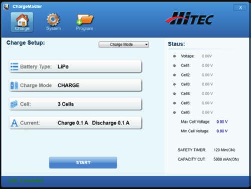 using THe HITec charge MasTer software The free Hitec Charge Master software gives you unparalleled ability to operate the charger through the computer.
