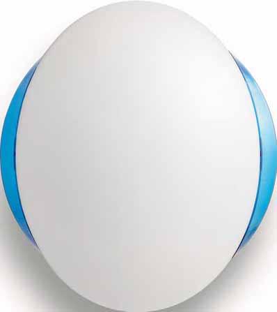 Brio Satin glass effect diffuser for high LOR and excellent diffusion Ceiling or wall mounted Integral emergency options suitable for use on defined escape routes White, silver and blue coloured