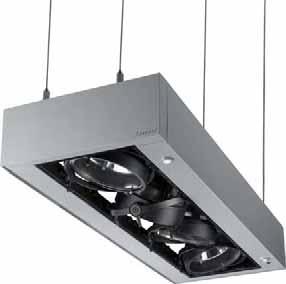 Lyteframe Suspended - CMI/CDM-T Robust G12 based CMI-T ceramic metal halide capsule lamp Broad range of beam angle provided by interchangeable safety lenses - order separately Electronic control gear