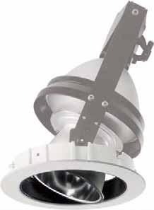 Performance Cones Double Focus Adjustable Tiltable double focus luminaire ideal for sloping ceilings 0-35º tilt F 35º Double Focus Adjustable Complete with gear/transformer Beam Silver Cone 100w