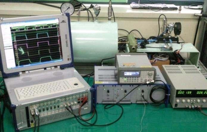 The PC with AD converters and some amplifiers for data measurement were installed and the function generator for PFM control is also equipped to experimental setup.