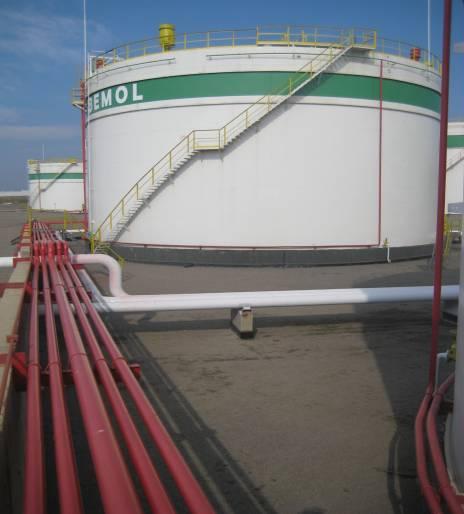 The tank farm is endowed with a complex fire protection system, which consists of the following: Circular network for water and foam solution delivery